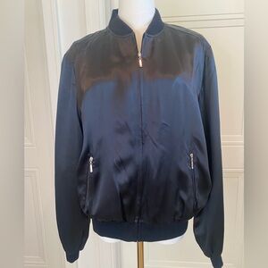 Allison Taylor Vintage 100% Silk Bomber Jacket Black Women’s XL